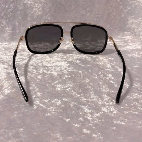 New Modern Brow Bar Silver Mirror Lens Oversize Square Aviator Sunglasses Shades - Picture 6 of 7